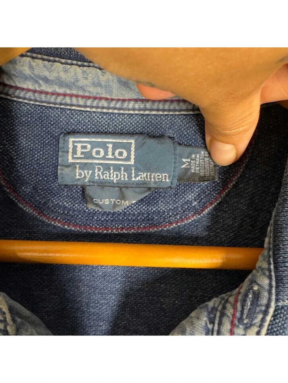 Ralph Lauren Polo Shirt Men M Medium Blue Button Up Collared Short Sleeve Cotton